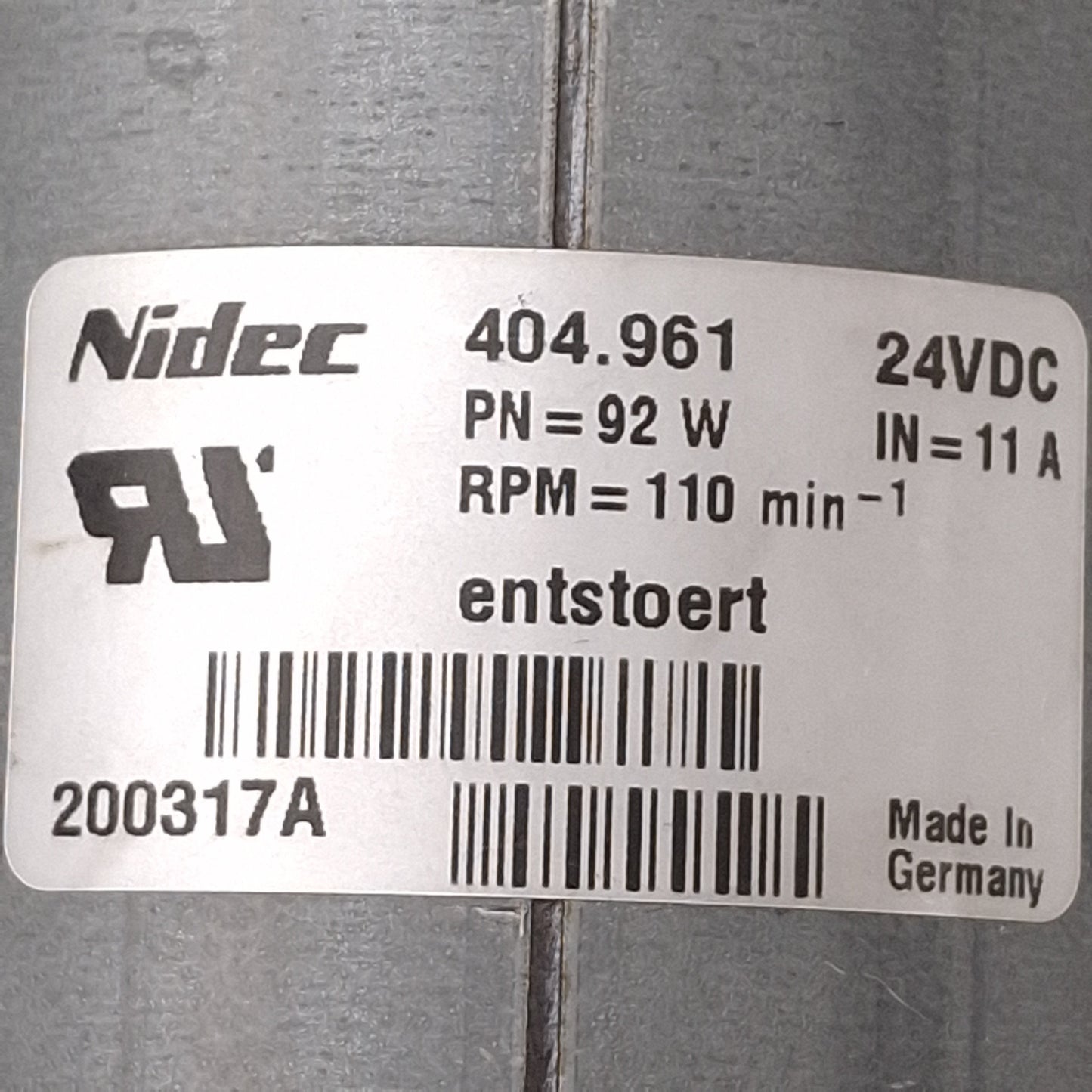 Used Suspa Movotec D45-02500 Lift System Q-Drive Motor, 24VDC 11A 92W, 110RPM