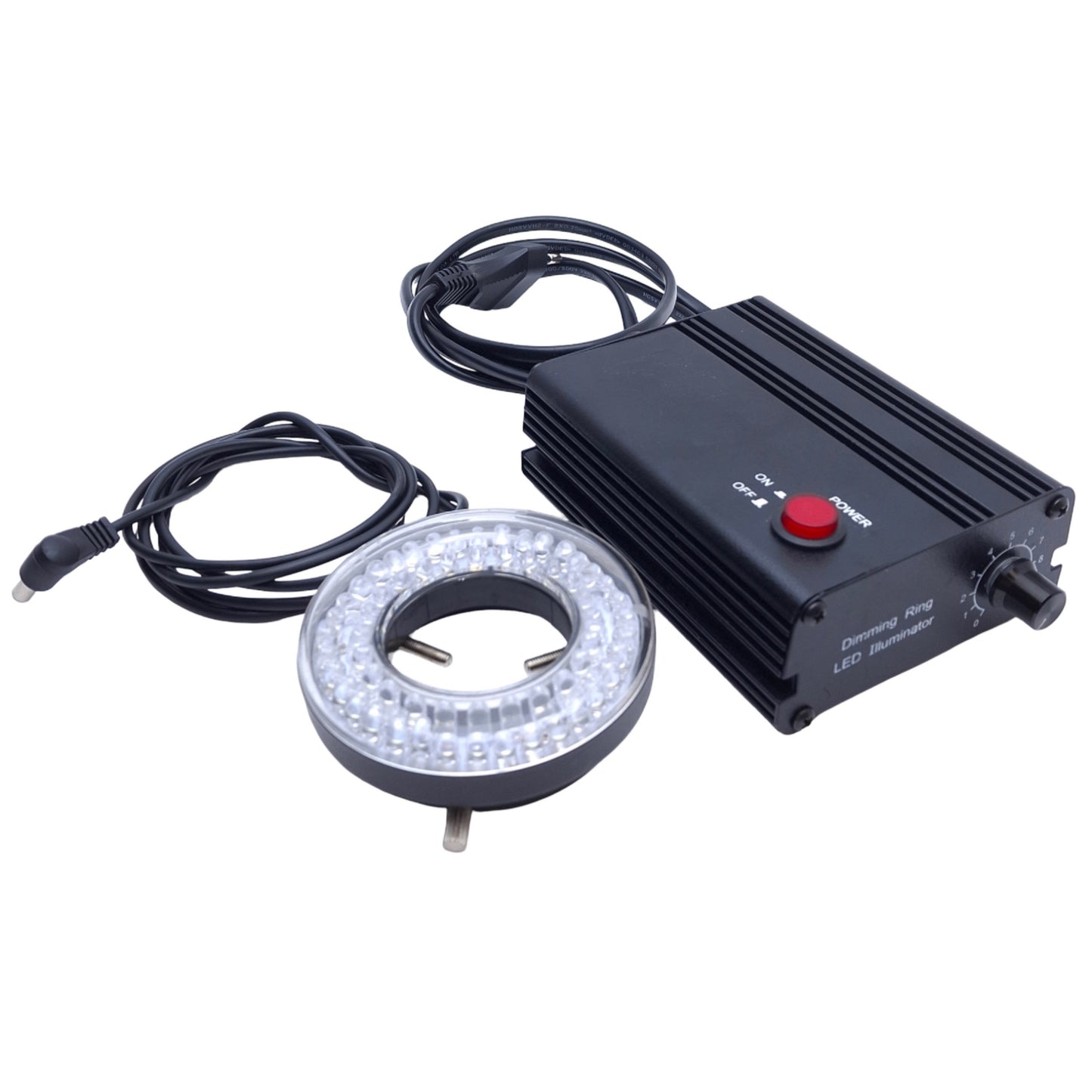 Used AmScope LED-80MB Dimming Ring LED Light 90-265VAC, ø2-7/16" ID, 6400K Color Temp