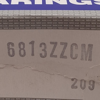 New – Open box Lot of 2 NSK 6813ZZCM Deep Groove Ball Bearing, ø65mm ID, ø85mm OD, 11.9kN
