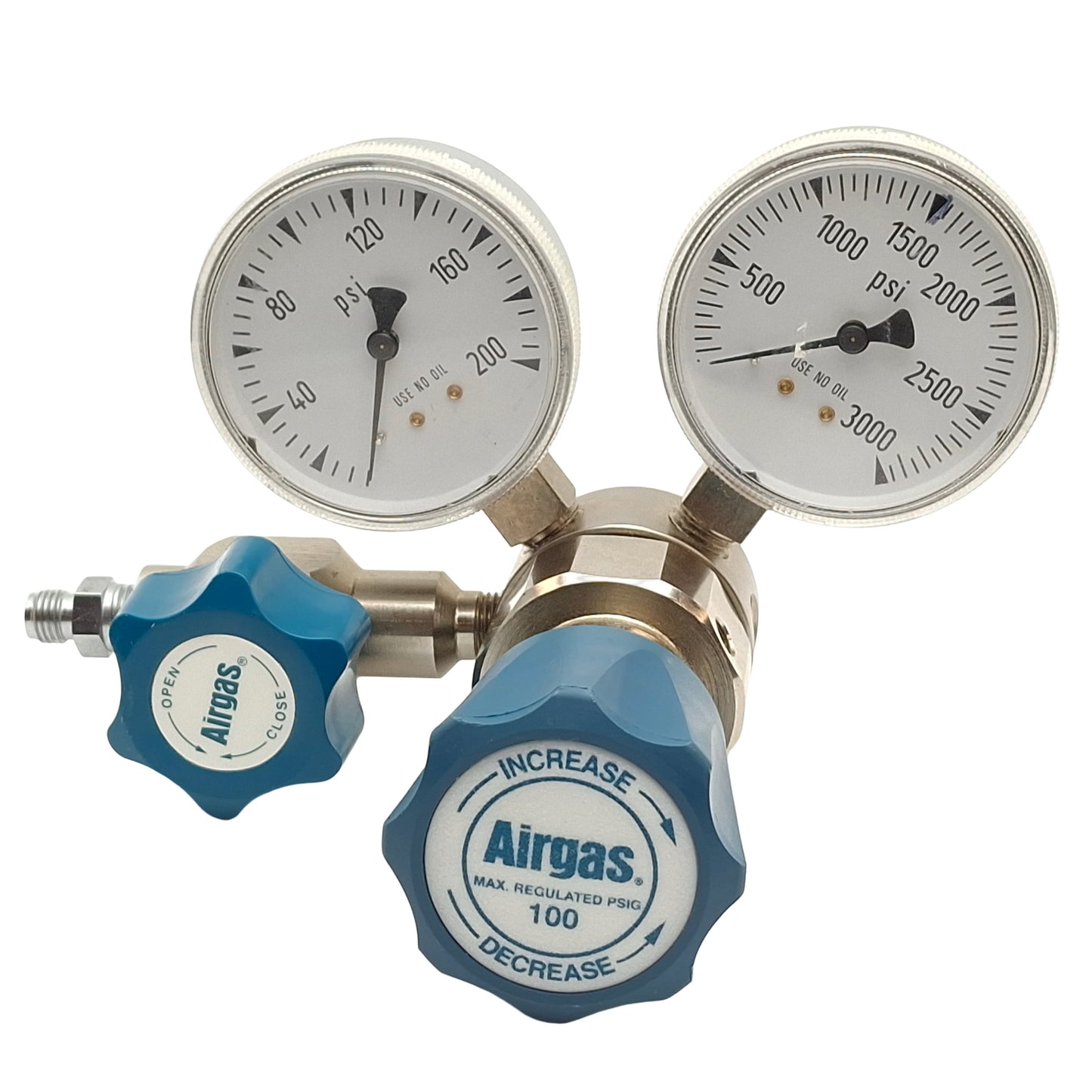 Used Airgas Y11-N145DHF Two Stage Pressure Regulator, 1/2" FNPT Connection, 5 Ports