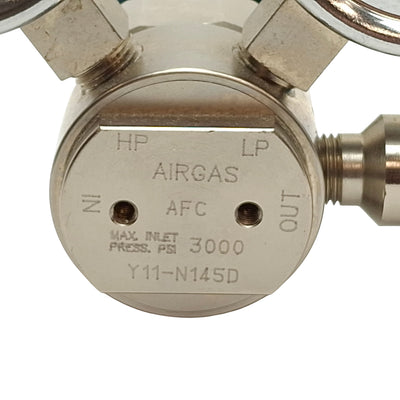 Used Airgas Y11-N145DHF Two Stage Pressure Regulator, 1/2" FNPT Connection, 5 Ports