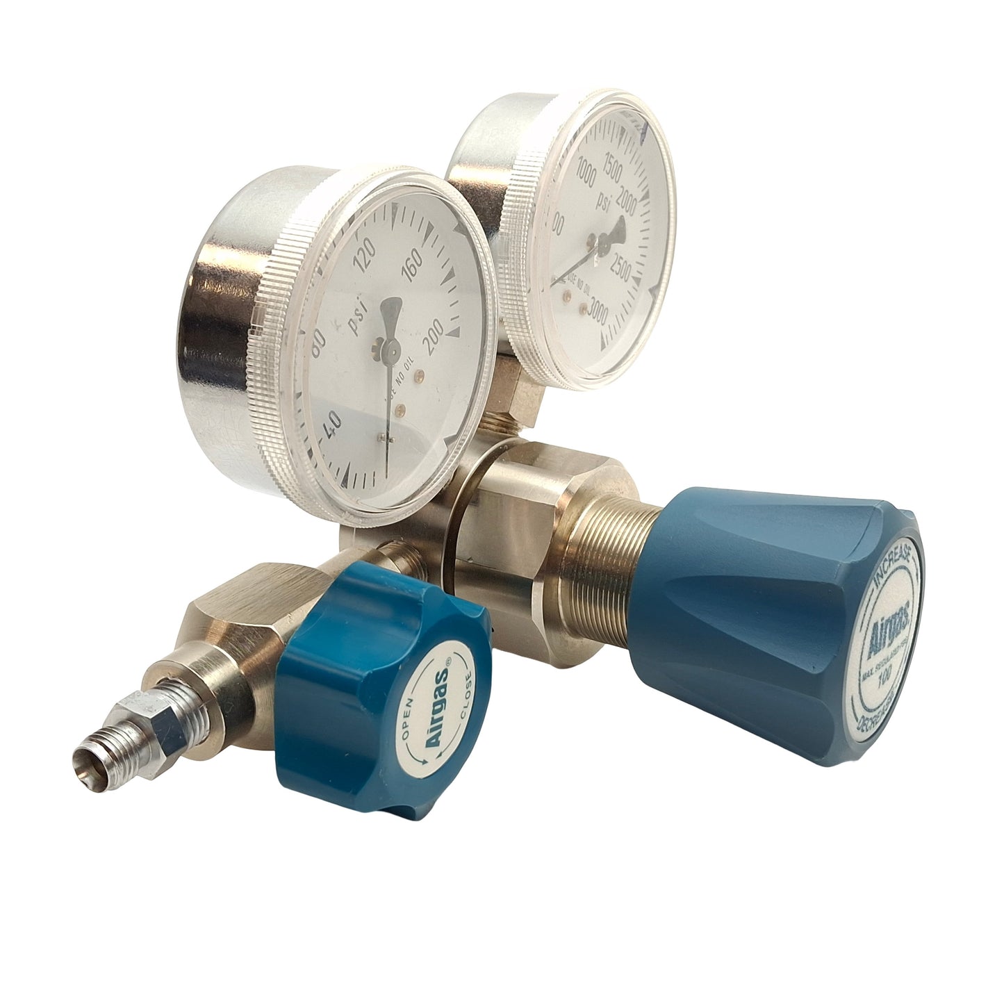 Used Airgas Y11-N145DHF Two Stage Pressure Regulator, 1/2" FNPT Connection, 5 Ports