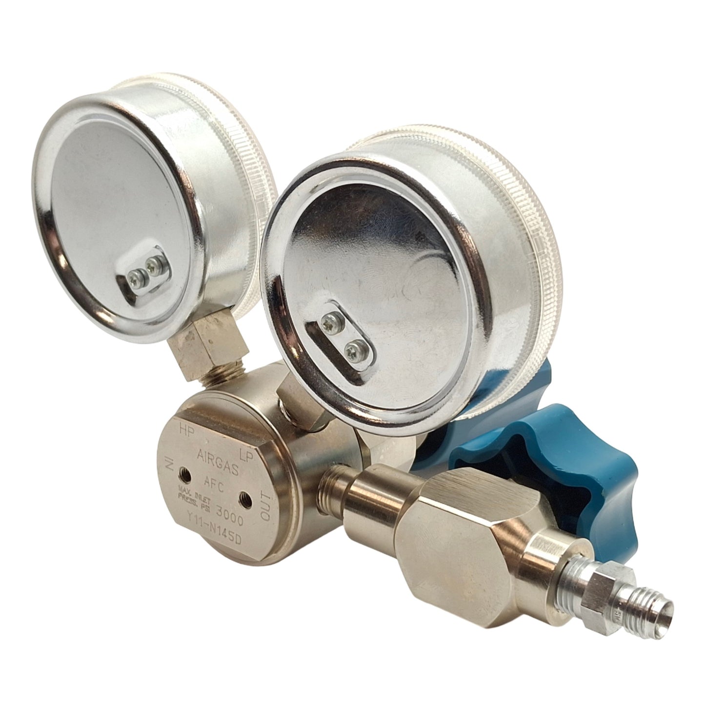 Used Airgas Y11-N145DHF Two Stage Pressure Regulator, 1/2" FNPT Connection, 5 Ports