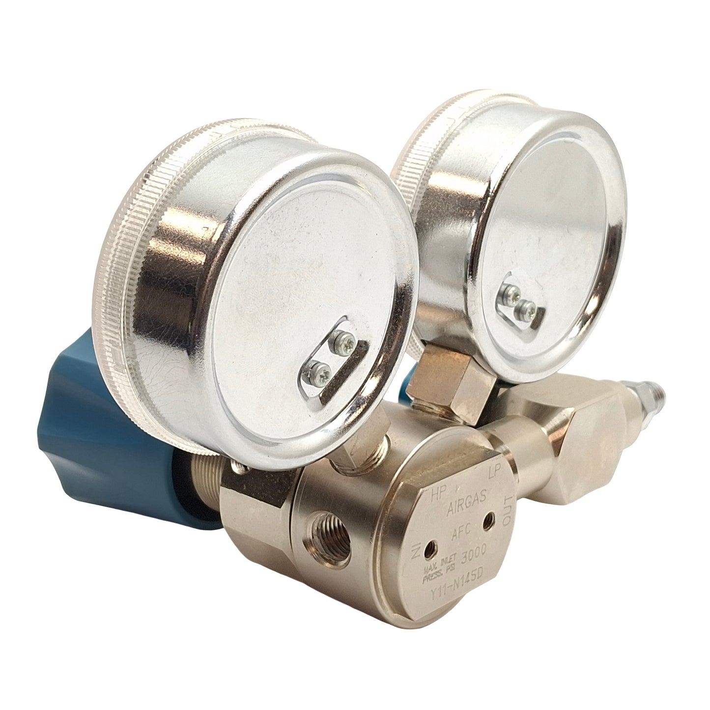 Used Airgas Y11-N145DHF Two Stage Pressure Regulator, 1/2" FNPT Connection, 5 Ports