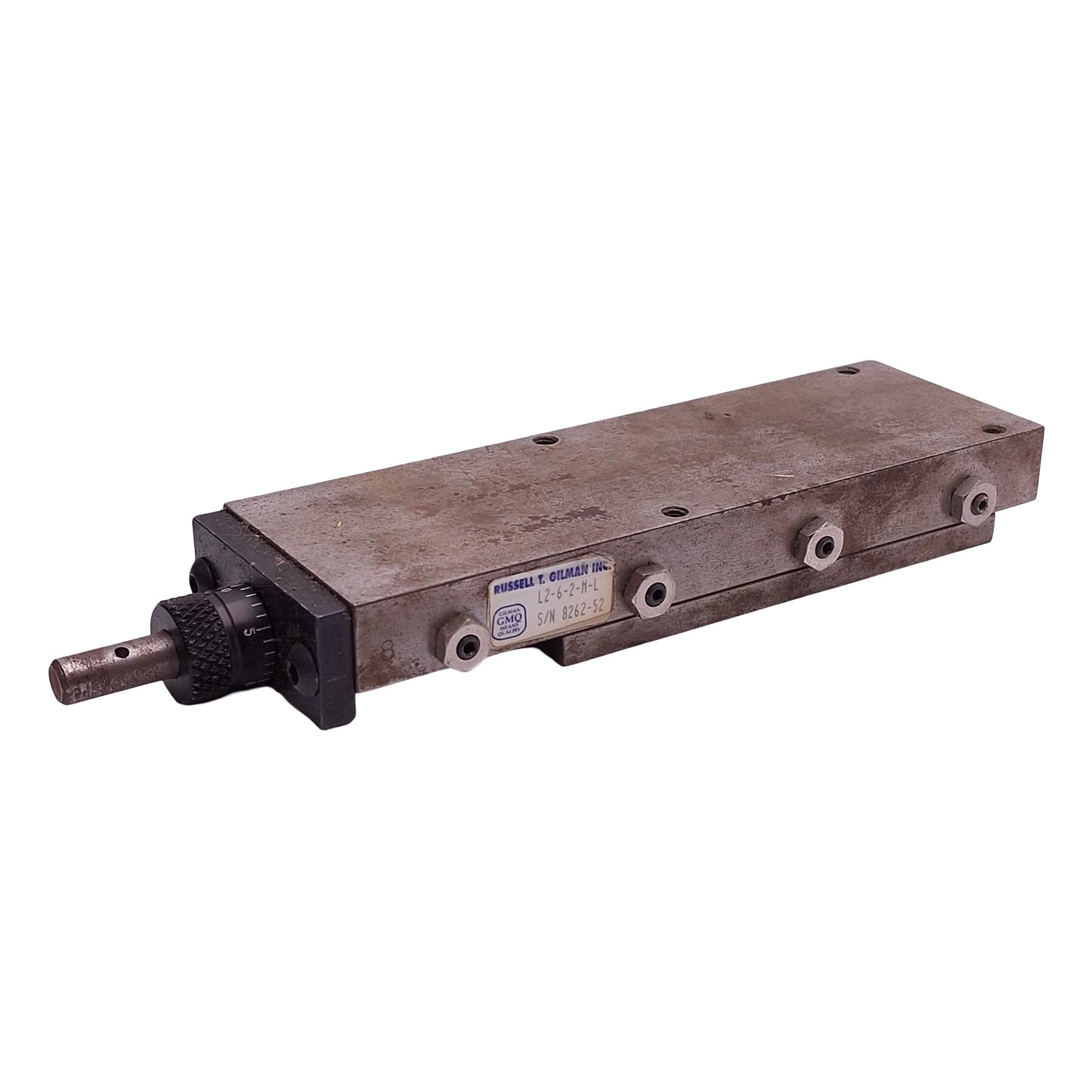 Used Gilman L2-6-2-M-L Milled Dovetail Slide, 2in Travel, 6in L x 2in W, 5/16-40 Vee