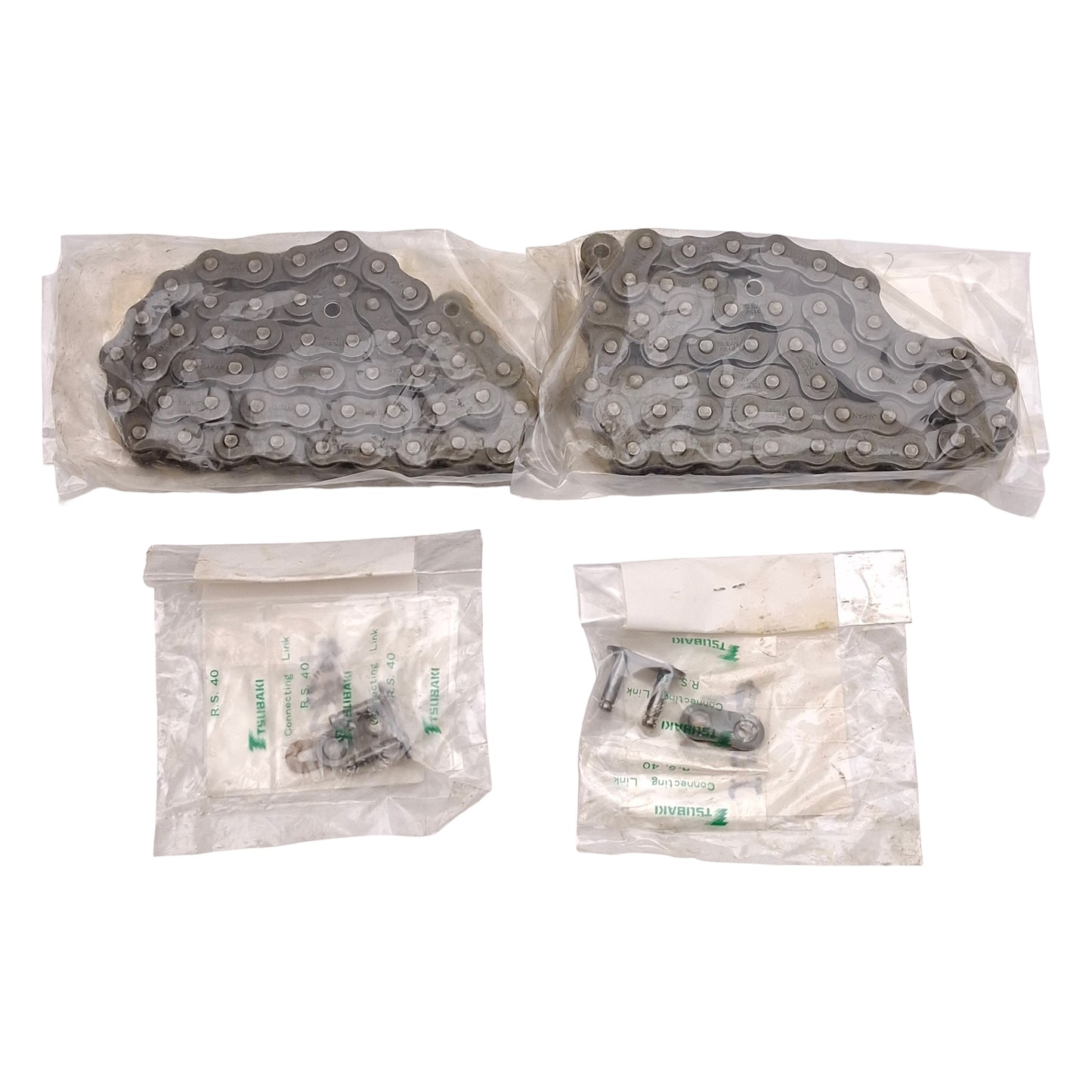 New Lot of 2 Tsubaki RS40 Roller Chain 0.5" Pitch, ø0.312" Roller, 26+1 Links, 26"