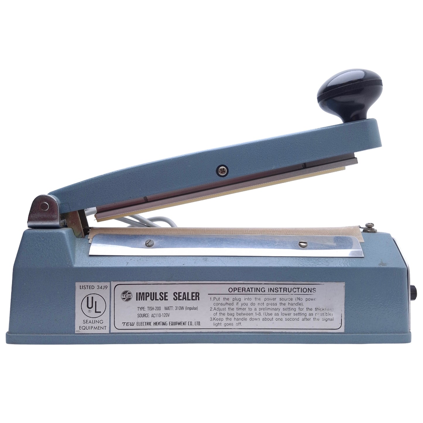 Used TEW TISH-200 Impulse Hand Sealer 2mm Seal Width, 8" Length, 310W, 110-120VAC