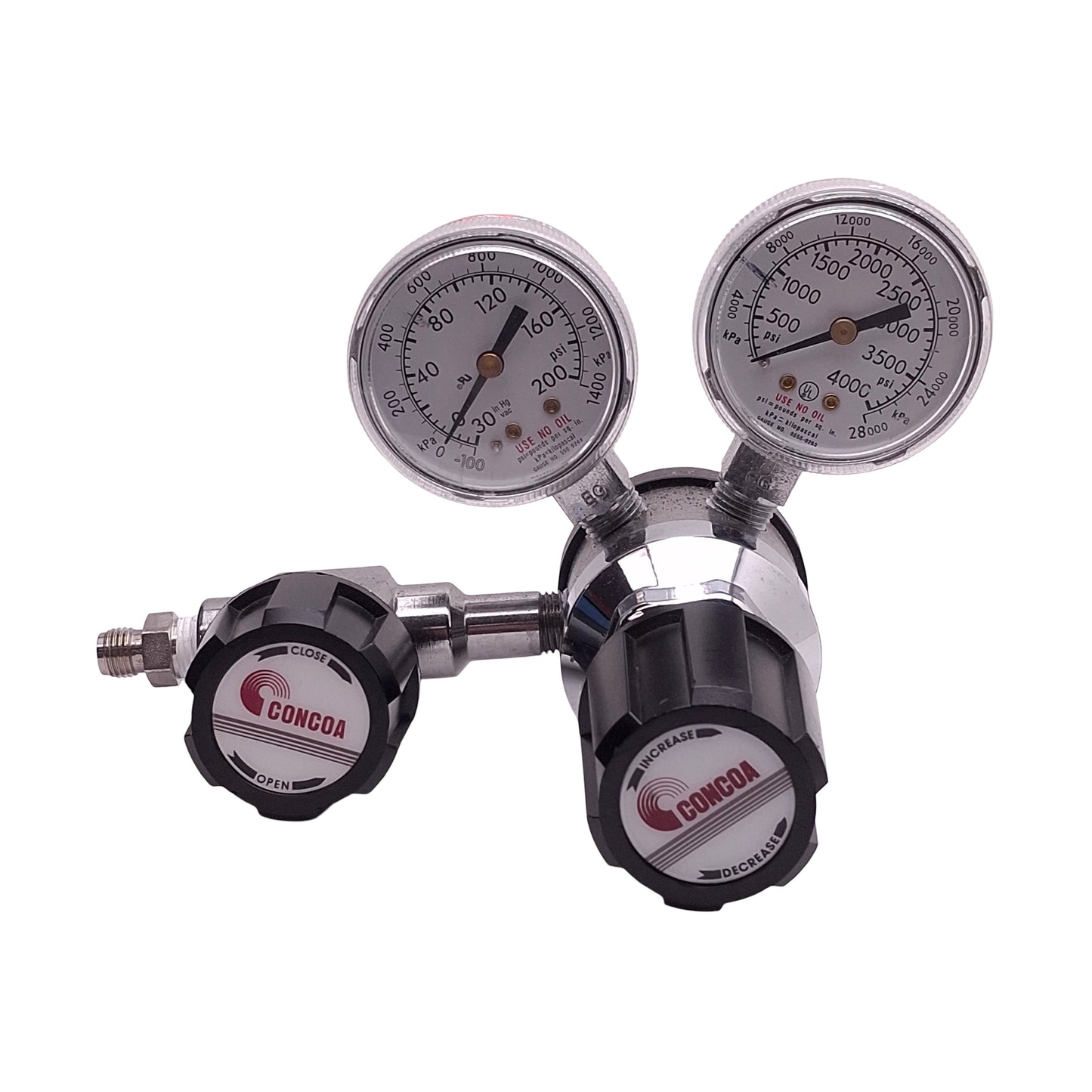 Used Concoa 3023391-01-000 Pneumatic Regulator 0-4000psi In, 0-100psi Set, 1/4in FNPT