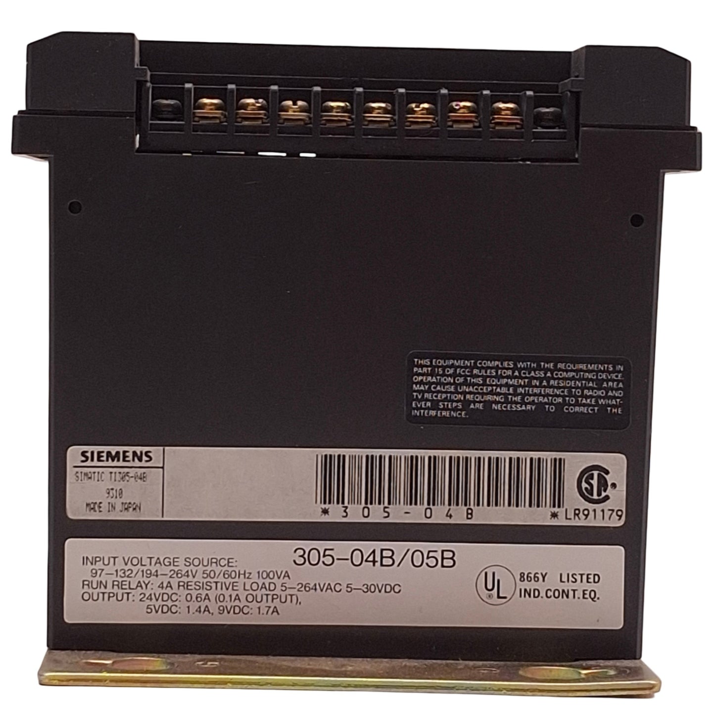 Used Siemens TI305-04B Programmable Controller w/ Power Supply 10-Slot, 115/230VAC