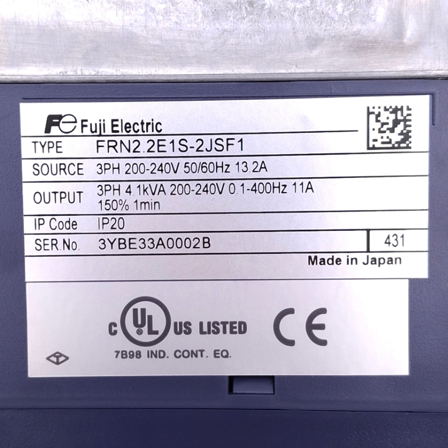 New Fuji Electric FRN2.2E1S-2JSF1 FRENIC-Multi Inverter, 3ph 200-240VAC 400Hz, 2.2kW