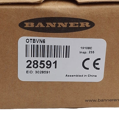 New Banner OTBVN6 Optical Touch Button Sensor Momentary NPN Input 10-30VDC, 2m Cable