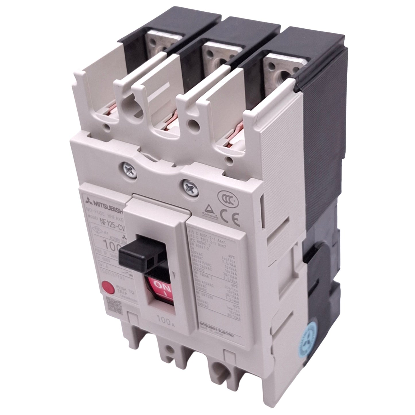 New Mitsubishi NF125-CVF 3P 100A No-Fuse Circuit Breaker, 3-Pole, 100A, 600VAC Max