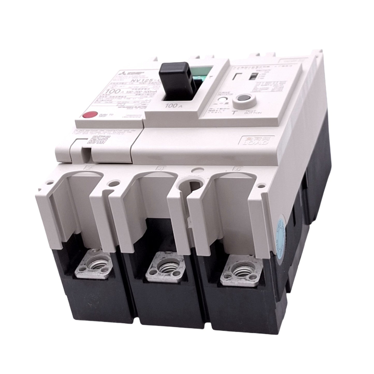 New Mitsubishi NV125-CV 3P 100A Earth-Leakage Circuit Breaker, 3-Pole, 100A, 440VAC