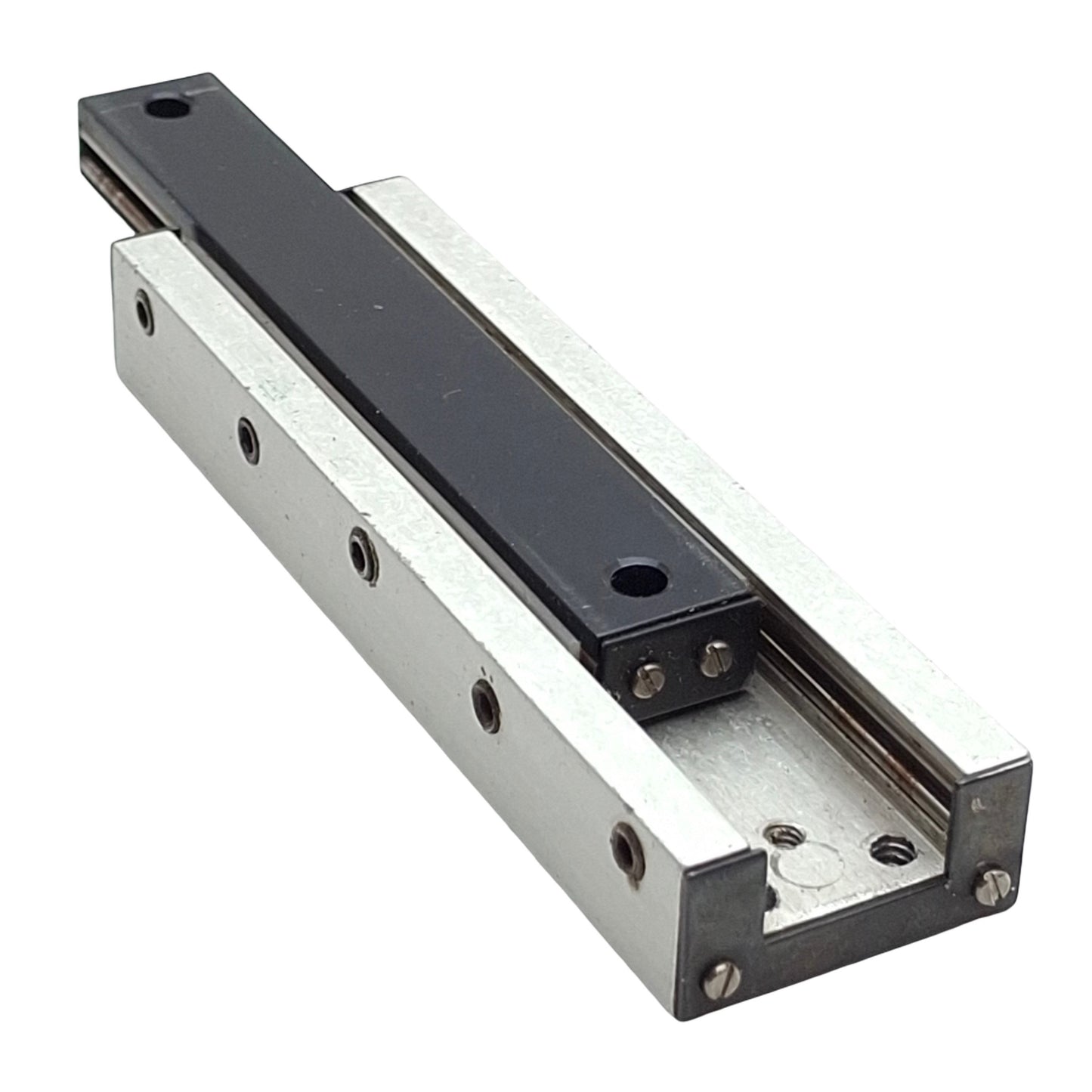 Used Del-Tron N-3 Clear Ball Slide Travel: 2", Dimens.: 3.56" x 0.53" x 1.06" *Holes*