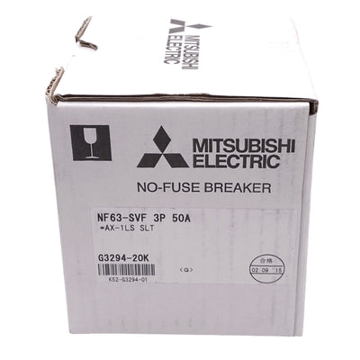 New Mitsubishi NF63-SVF 3P 50A AX-1LS SLT Circuit Breaker w/ Aux Switch, 3-Pole 50A