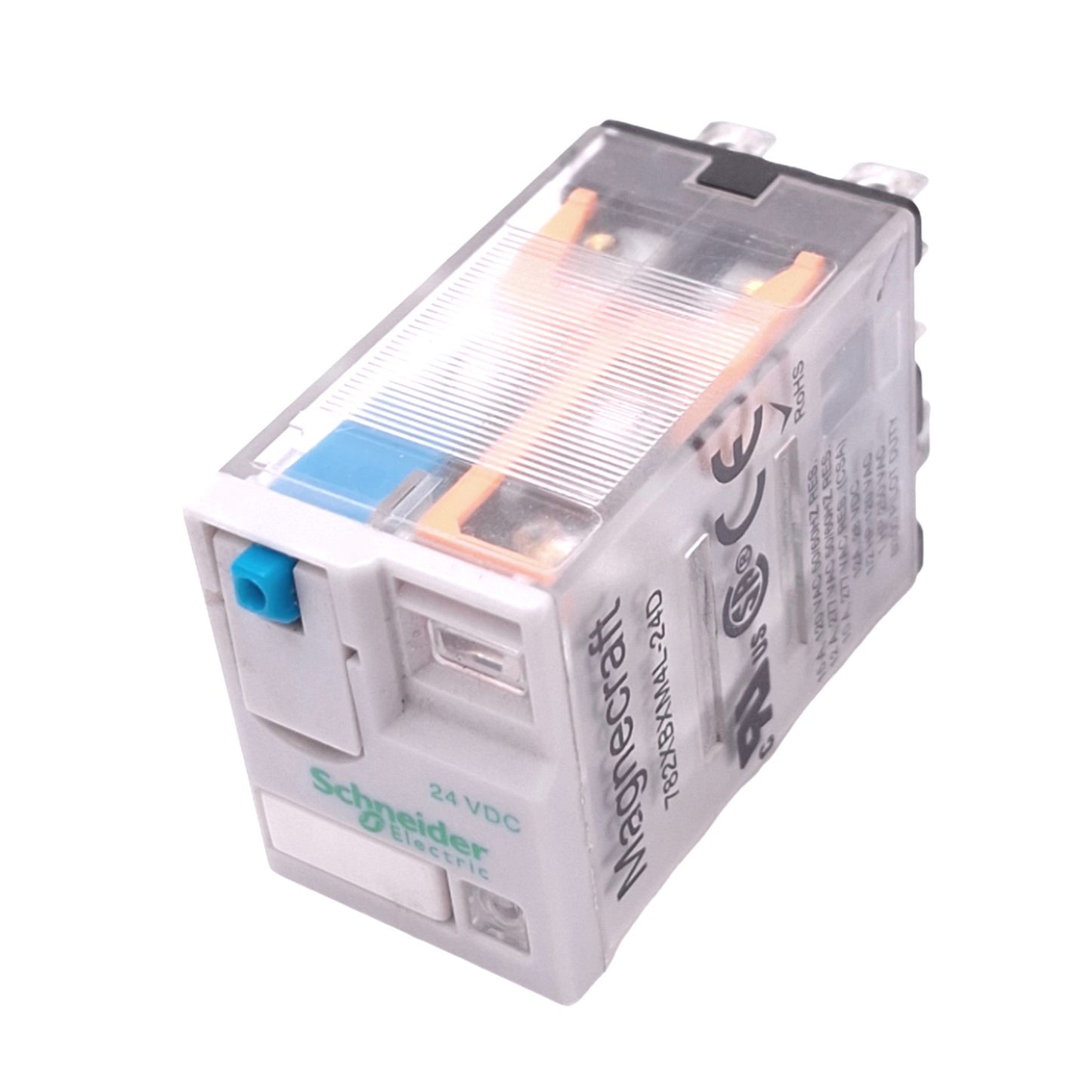 Used Schneider Electric 782XBXM4L-24D Relay, DPDT, 8-Pin Blade, 10A Max, 24VDC Coil