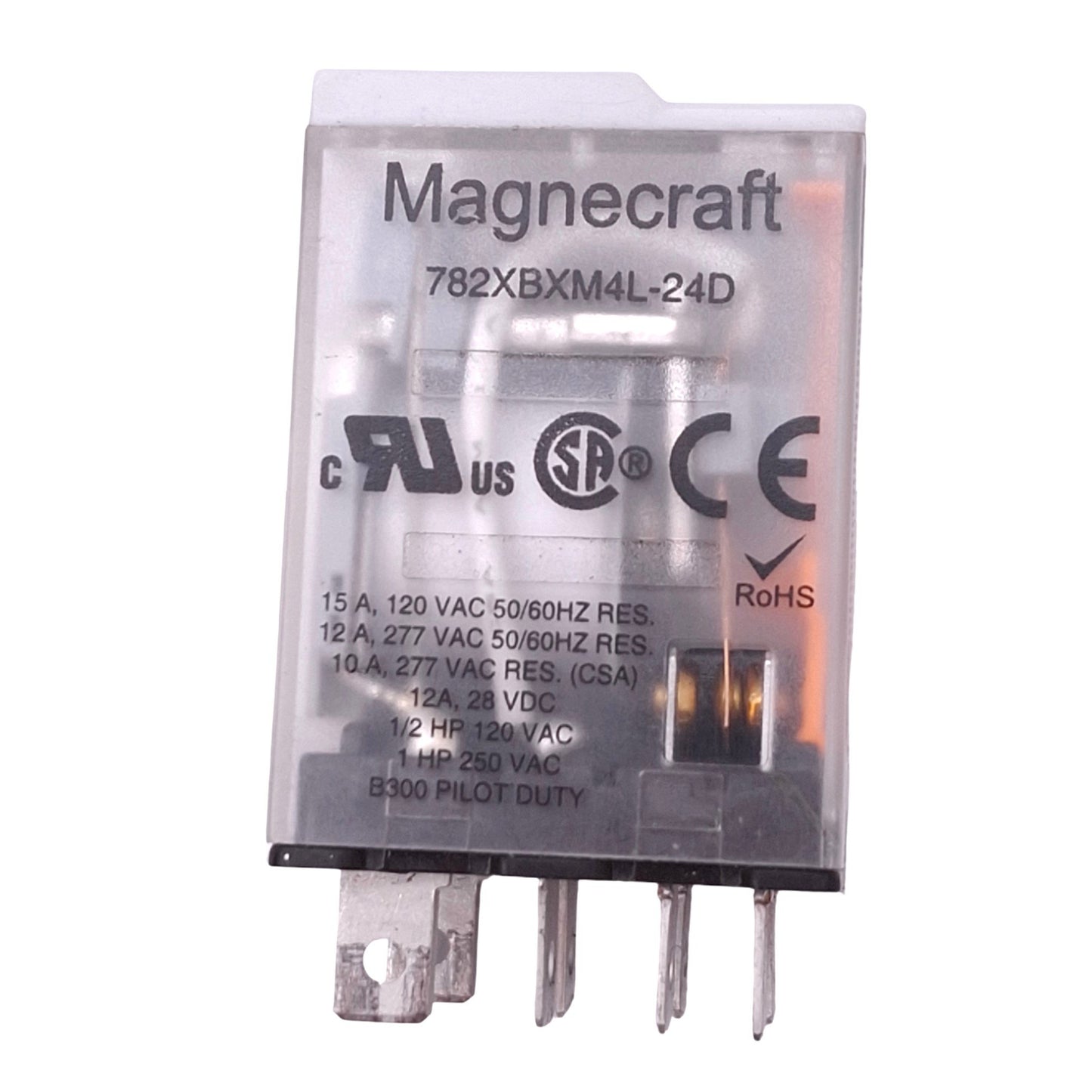 Used Schneider Electric 782XBXM4L-24D Relay, DPDT, 8-Pin Blade, 10A Max, 24VDC Coil