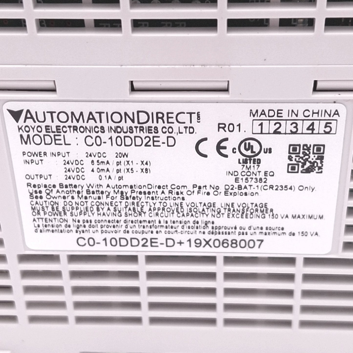 New – Open box Automation Direct C0-10DD2E-D Koyo CLICK PLC Ethernet Module, 2-Port, 24VDC 20W