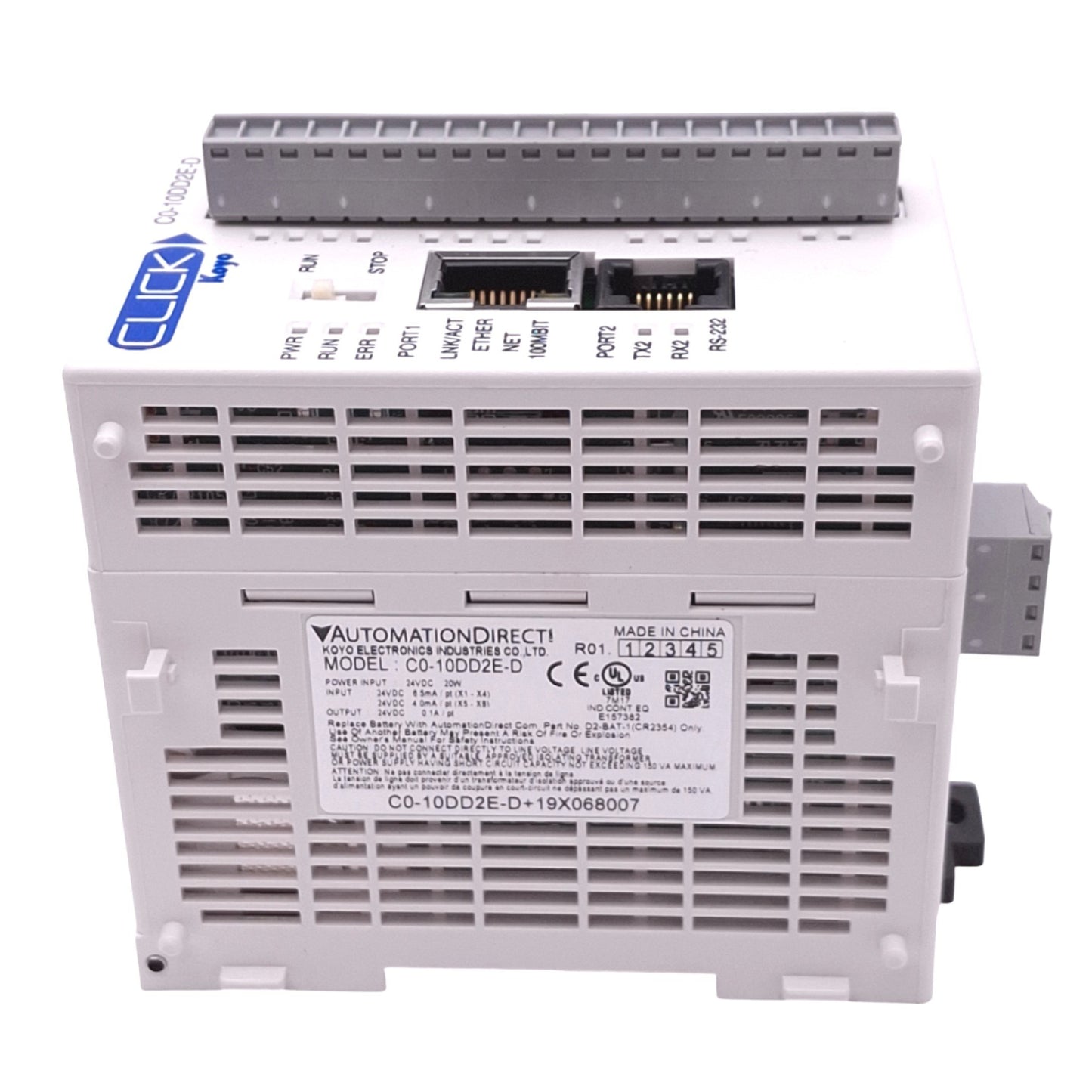 New – Open box Automation Direct C0-10DD2E-D Koyo CLICK PLC Ethernet Module, 2-Port, 24VDC 20W