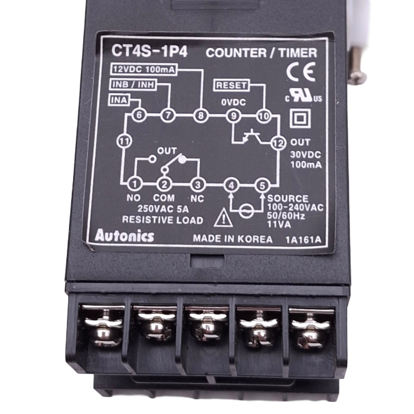 Used Autonics CT4S-1P4 Digital Counter, 4-Digit, 100-240VAC/12VDC, 1/16 DIN Panel