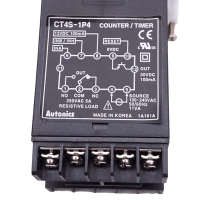 Used Autonics CT4S-1P4 Digital Counter, 4-Digit, 100-240VAC/12VDC, 1/16 DIN Panel