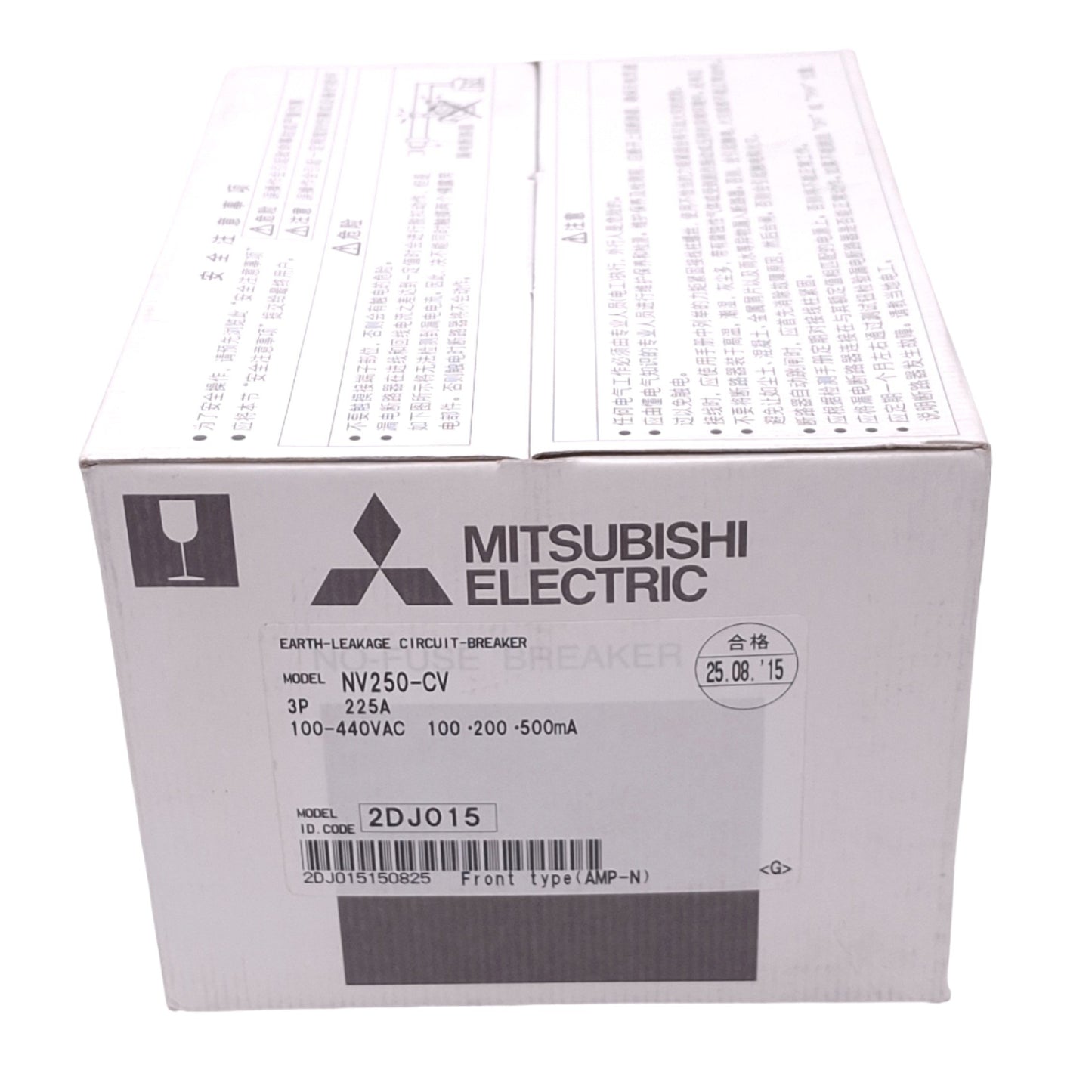 New Mitsubishi NV250-CV 3P 225A Earth-Leakage Circuit Breaker, 3-Pole, 225A, 440VAC
