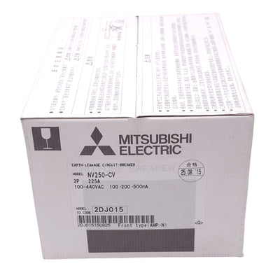 New Mitsubishi NV250-CV 3P 225A Earth-Leakage Circuit Breaker, 3-Pole, 225A, 440VAC