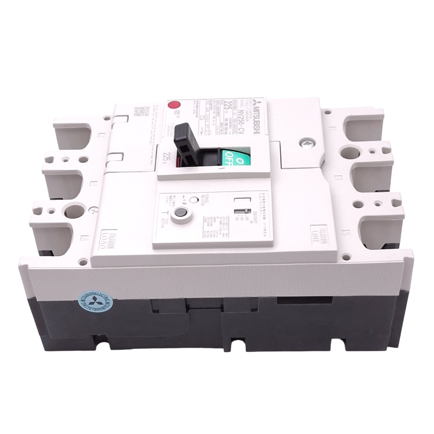 New Mitsubishi NV250-CV 3P 225A Earth-Leakage Circuit Breaker, 3-Pole, 225A, 440VAC