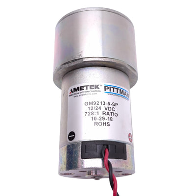 Used Ametek Pittman GM9213-5-SP Gearmotor, 12/24VDC, 728:1 Ratio, 1/4" Shaft, 4rpm