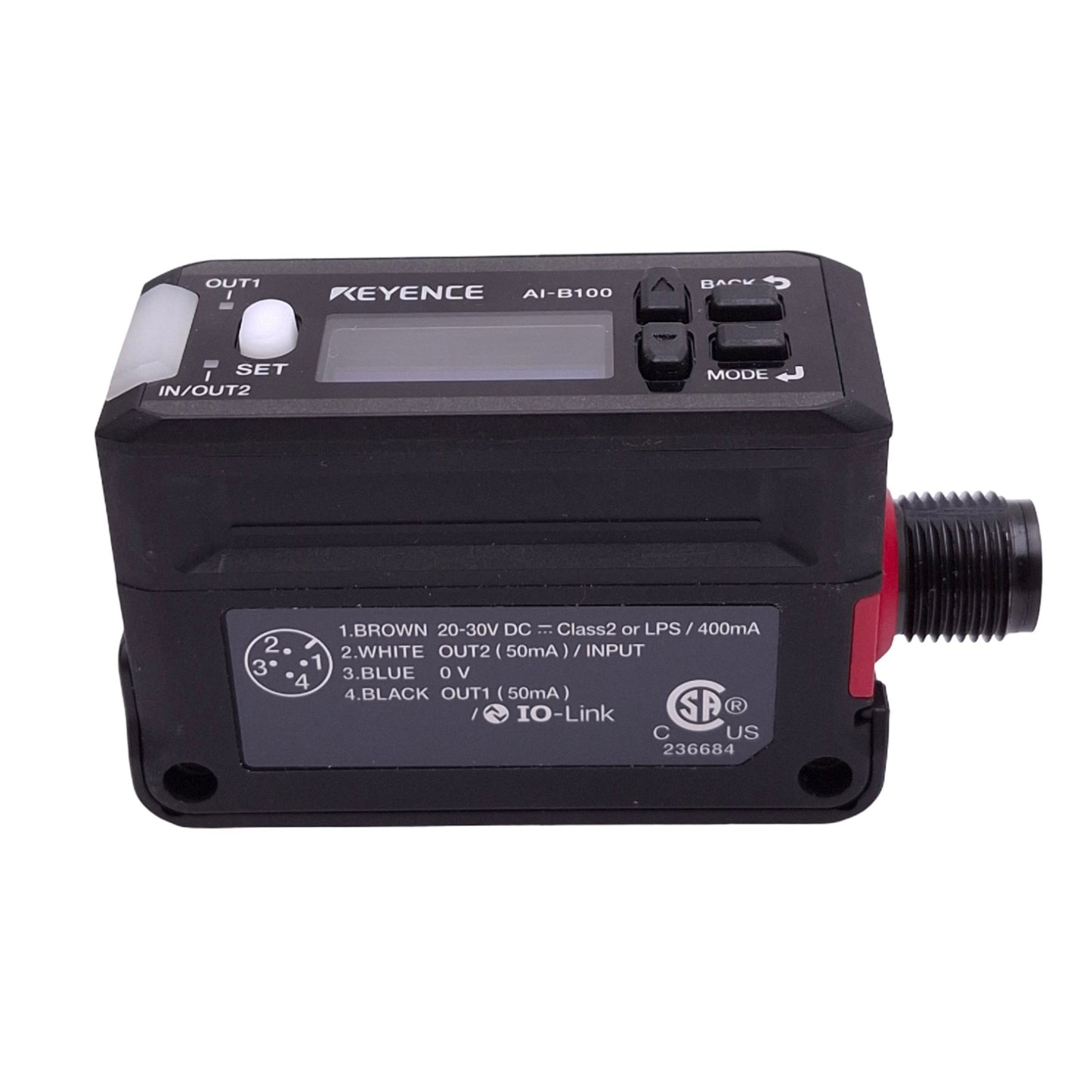 Used Keyence AI-B100 Vision Sensor w/ Built-In Amplifier, 90-110mm Range, 20-30VDC