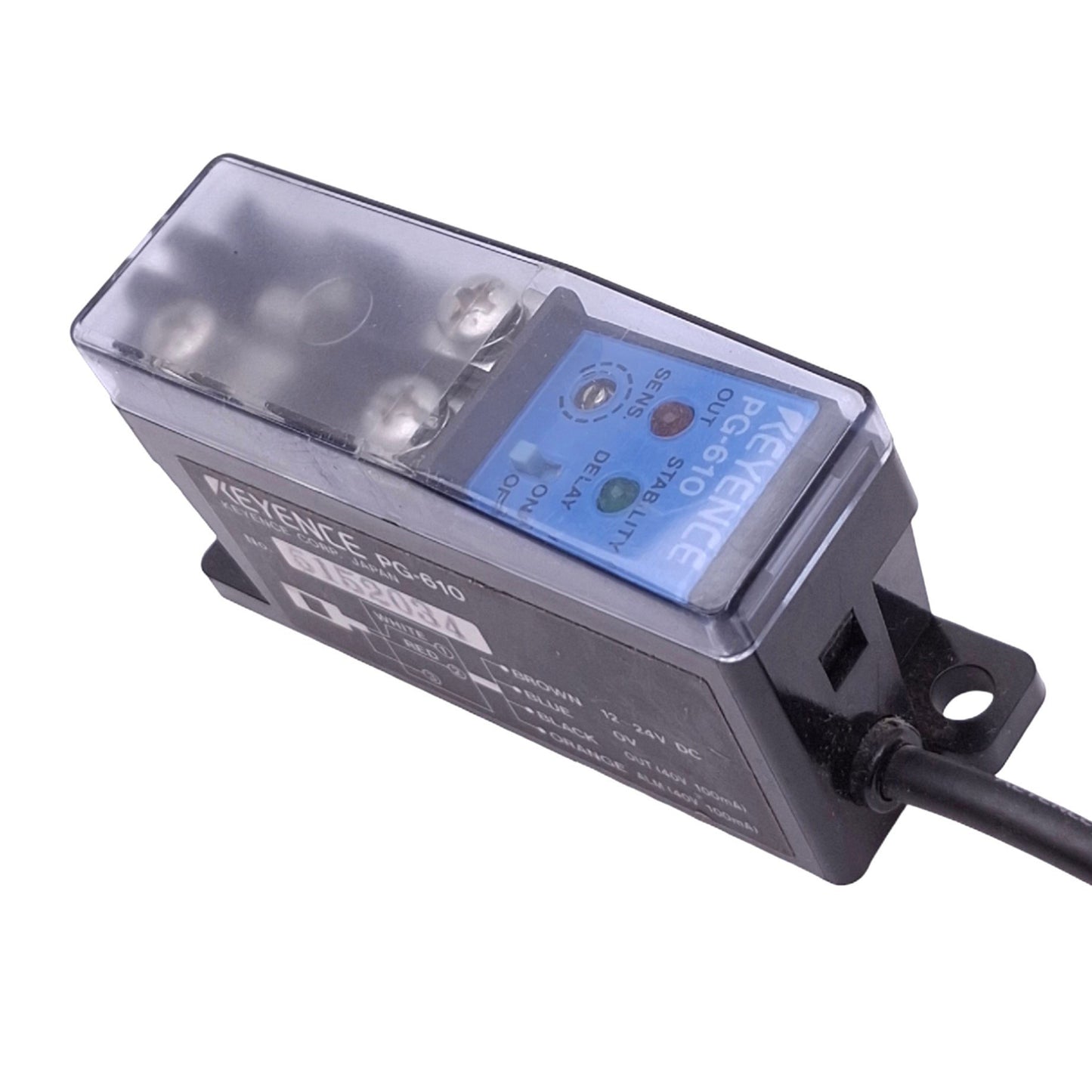 Used Keyence PG-610 Photoelectric Sensor Amplifier, 21x21mm, NPN Out, 12-24VDC