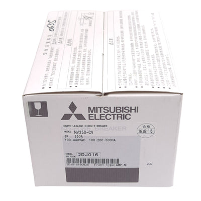 New Mitsubishi NV250-CV 3P 250A Earth Leakage Circuit Breaker, 3-Pole, 250A, 440VAC
