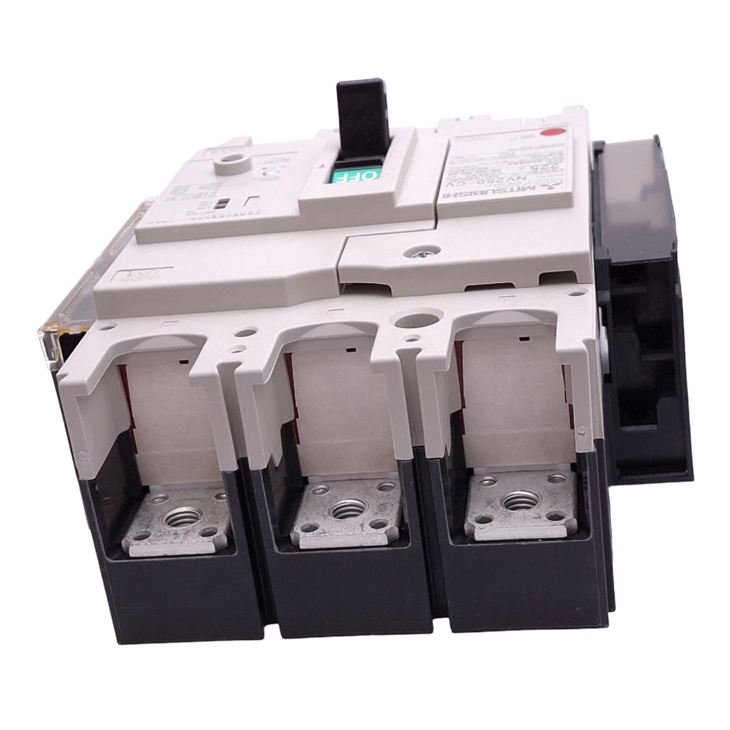 New Mitsubishi NV250-CV 3P 225A Circuit Breaker w/ Aux Switch, 3-Pole, 225A, 440VAC