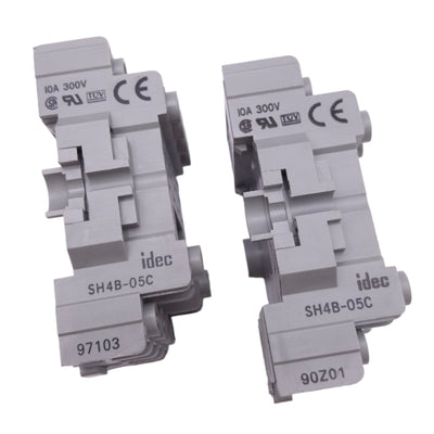 New Lot of 2 IDEC SH4B-05C Relay Sockets, 14-Pin Blade, 300V 10A Max, DIN Rail