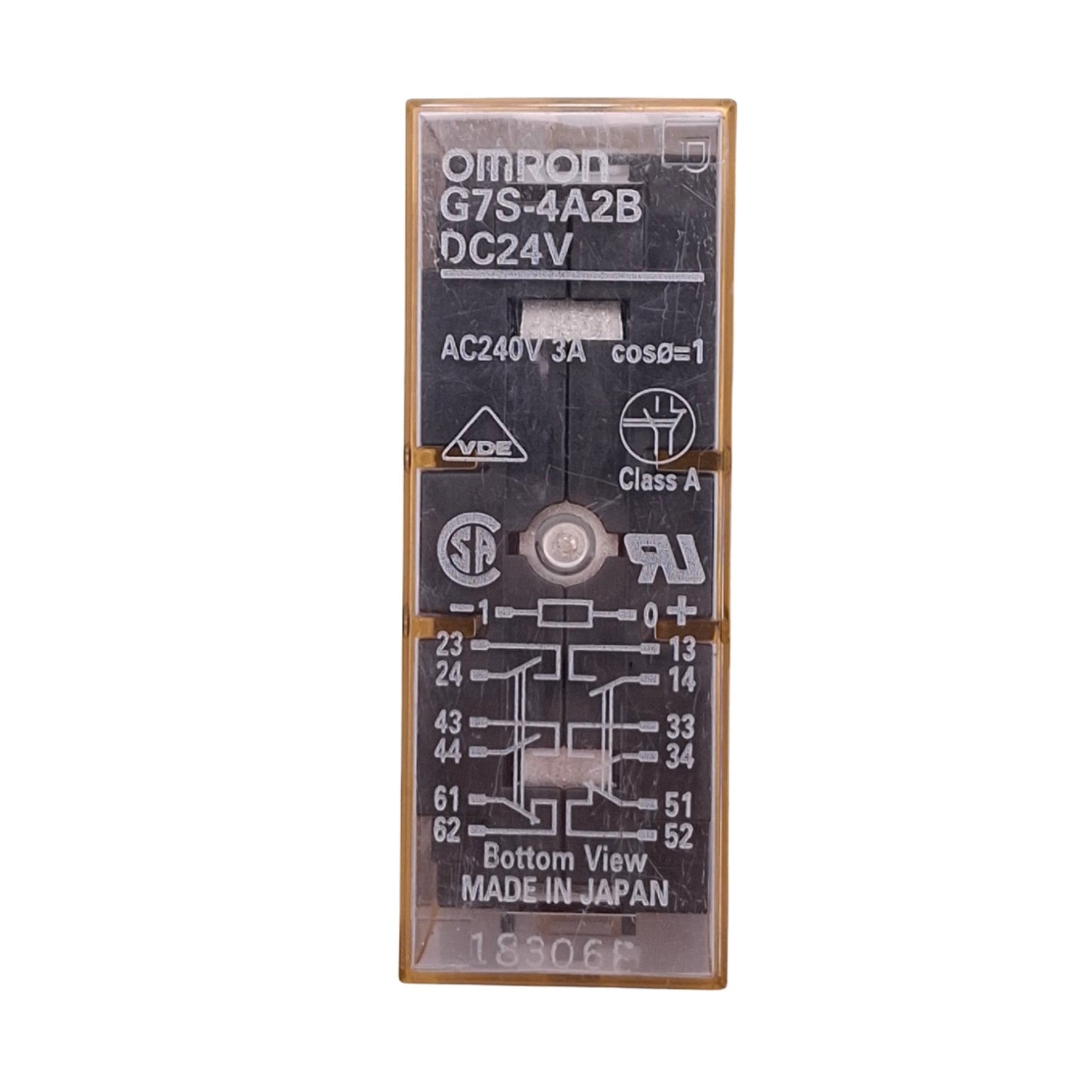 Used Omron G7S-4A2B DC24V Plug-In Relay, 14-Pin, 6PST-4NO/2NC, 3A Max, 24VDC Coil