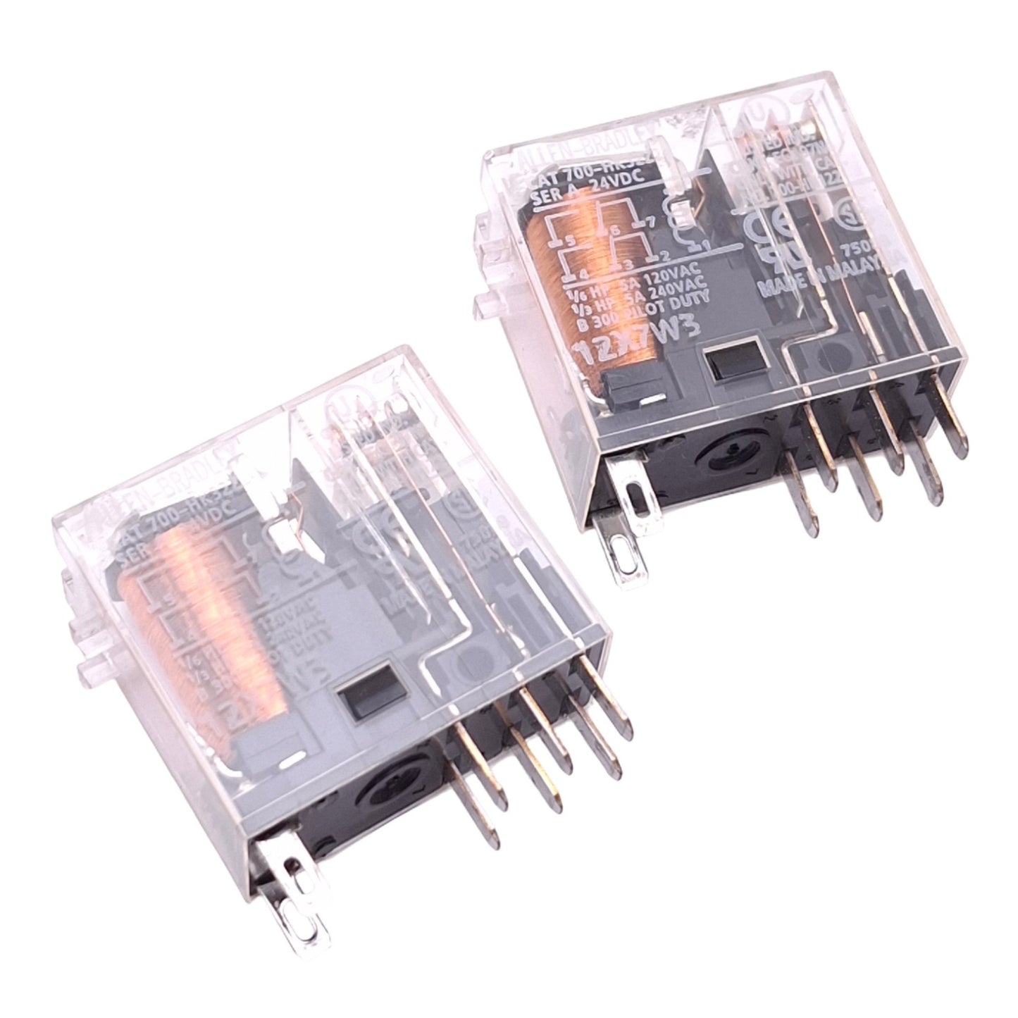 Used Lot of 2 Allen Bradley 700-HK32Z24 GP Slim Line Relays, DPDT, 8-Pin, 24VDC Coil
