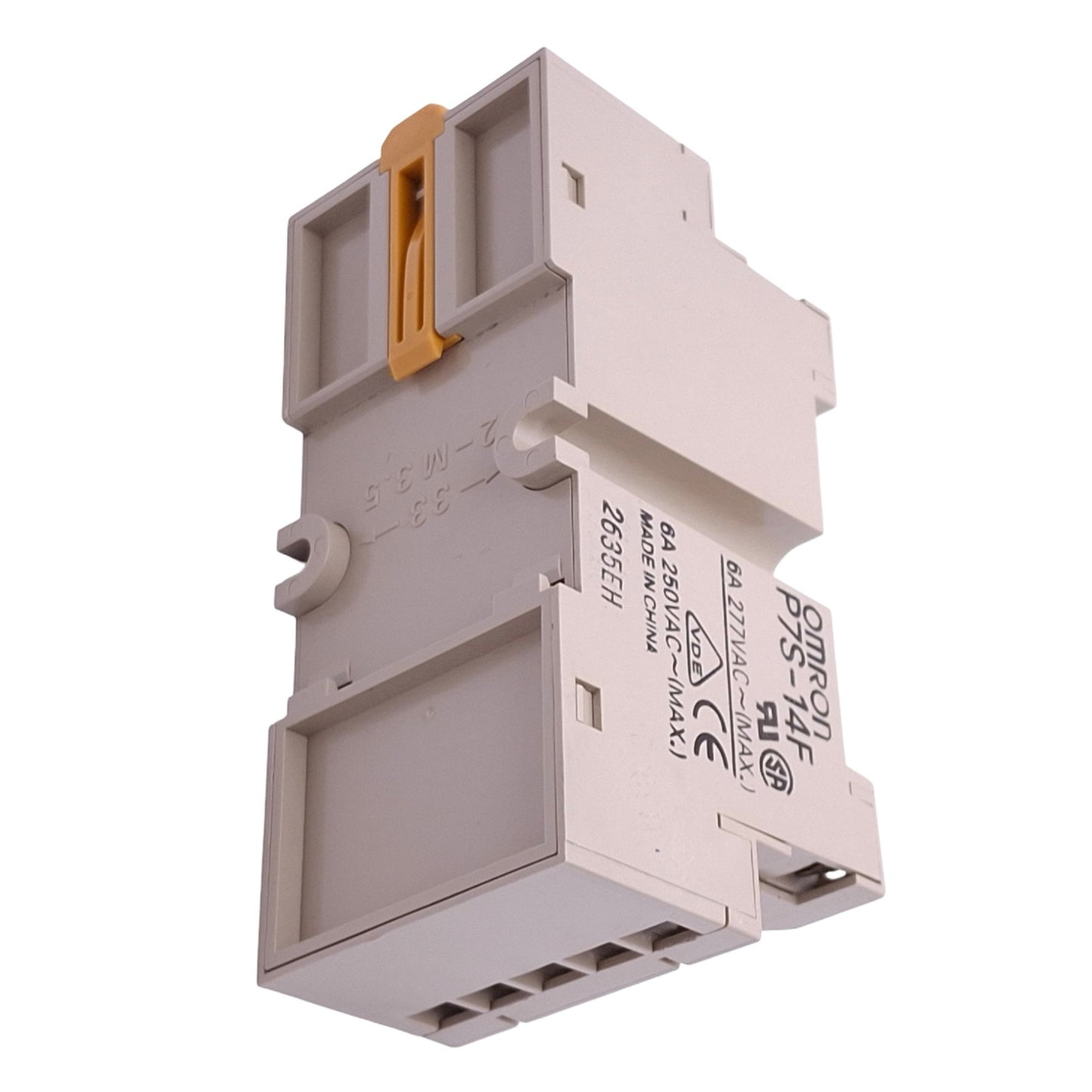 Used Omron P7S-14F Relay Socket, 14-Pin, 6A 277VAC Max, DIN Rail Mount