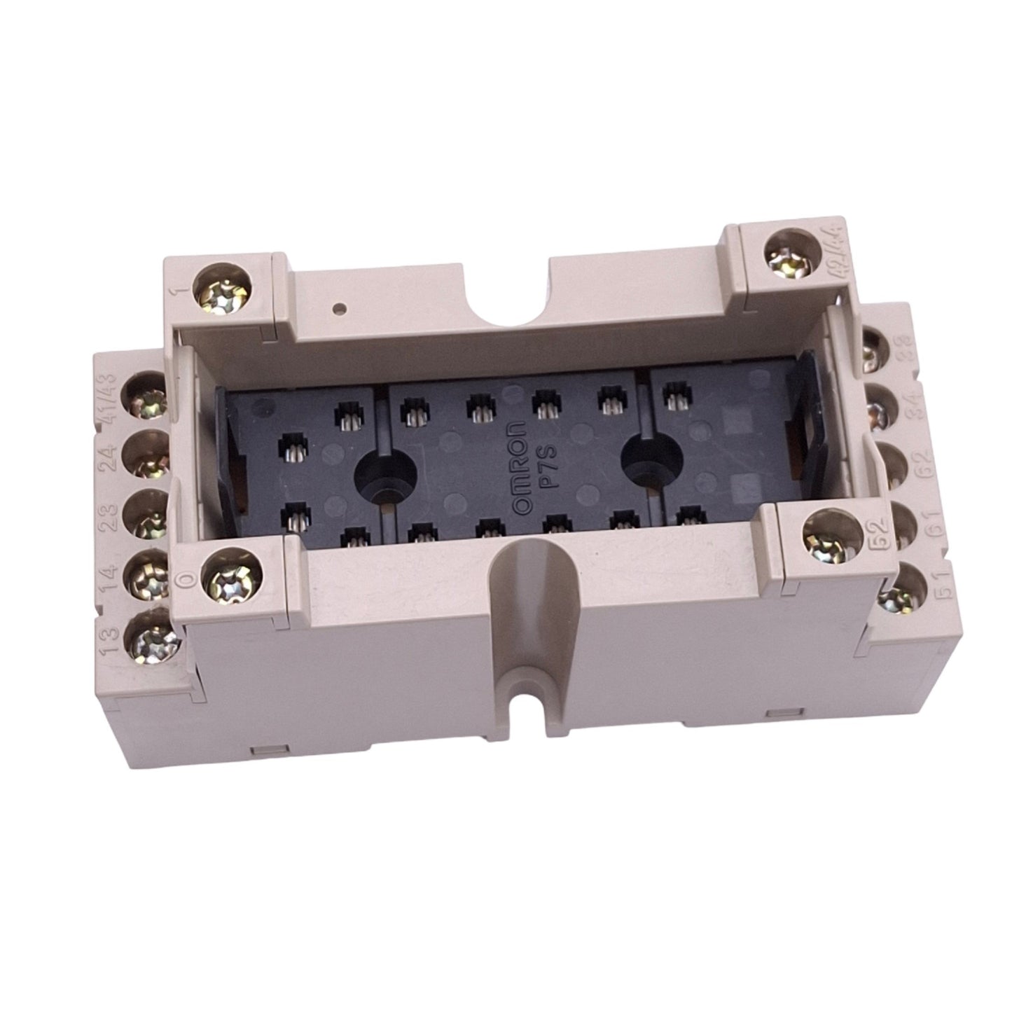 Used Omron P7S-14F Relay Socket, 14-Pin, 6A 277VAC Max, DIN Rail Mount