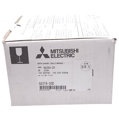 New Mitsubishi NV250-CV 3P 200A Circuit Breaker w/ Aux Switch, 3-Pole, 200A, 440VAC