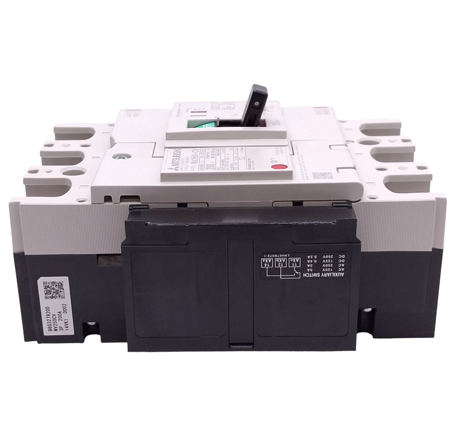 New Mitsubishi NV250-CV 3P 200A Circuit Breaker w/ Aux Switch, 3-Pole, 200A, 440VAC