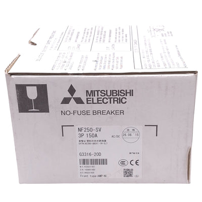 New Mitsubishi NF250-SV 3P 150A Circuit Breaker w/ UVT Module, 3-Pole, 150A, 690VAC