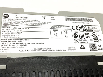 New – Open box Allen Bradley 25B-D2P3N104 PowerFlex 525 Variable Frequency Drive 480VAC 3PH 1HP