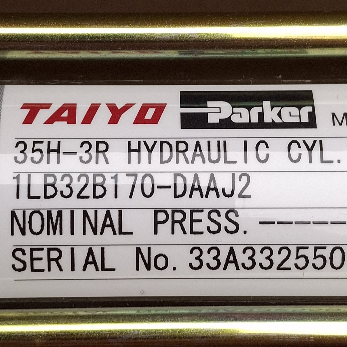 New Taiyo Parker 35H-3R 1LB32B170-DAAJ2 Hydraulic Cylinder, ø32mm Bore, 170mm Stroke
