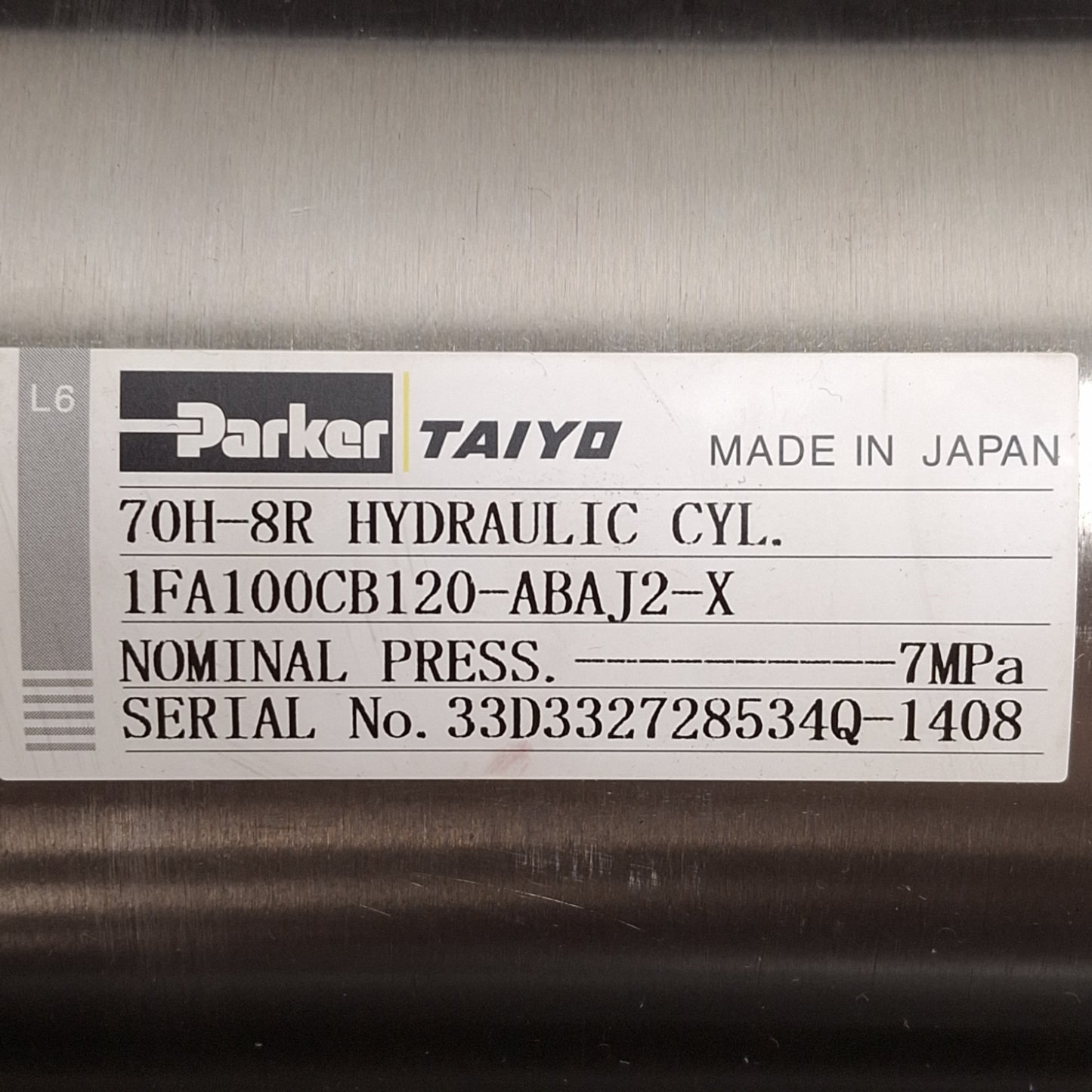 New Taiyo Parker 70H-8R 1FA100CB120 Hydraulic Cylinder, ø100mm Bore, 120mm Stroke