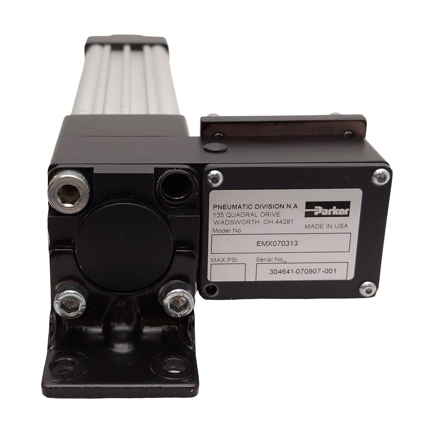 Used Parker ETB32-B08PA90-FMA100 Linear Actuator, 0.125in Lead, 100mm Stroke, *Bolt*