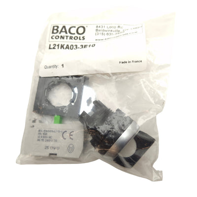 New Baco L21KA03-3E10 Non-Illuminated 2 Position Selector Switch, 1NO, ø22mm