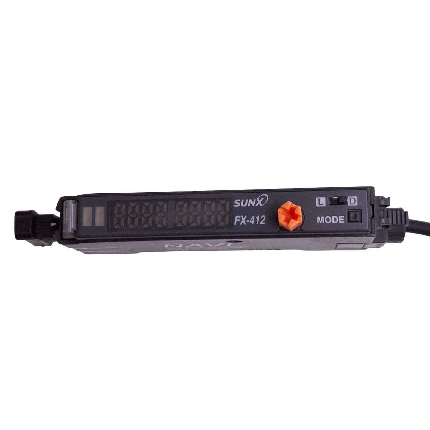 Used SunX FX-412 NAVI Digital Fiber Optic Sensor Amplifier, NPN, 12-24VDC, M8 3-Pin