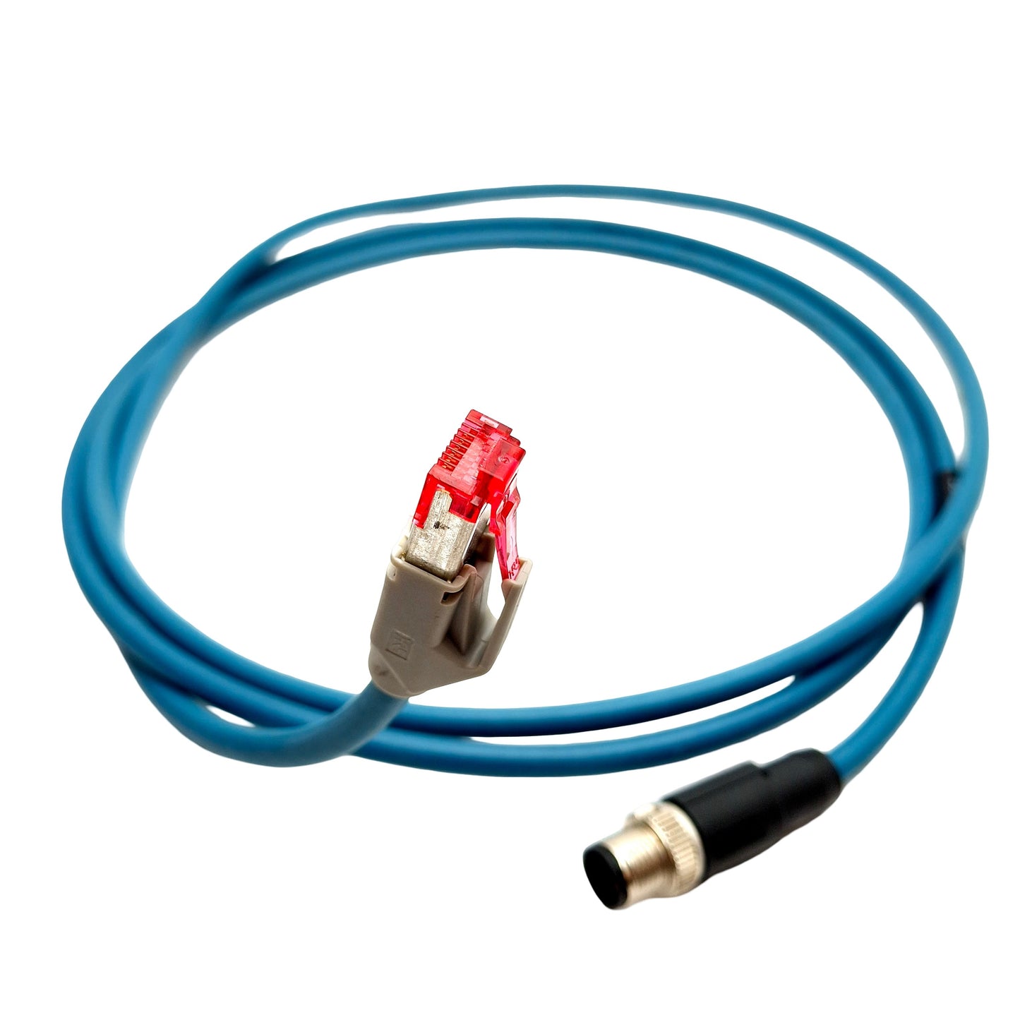 Used Keyence OP-87457 PLC Ethernet Cable M12 4-pin to RJ-45 2 Meters Length