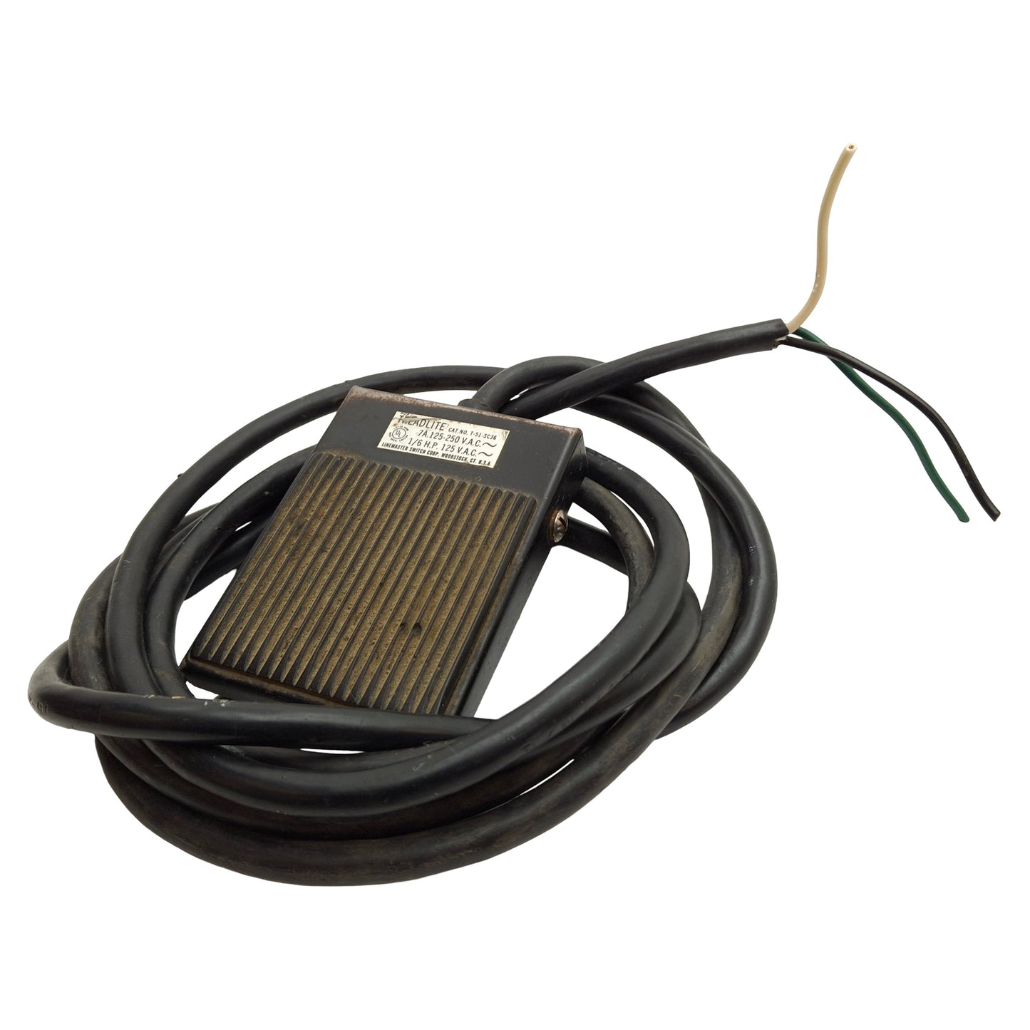 Used Linemaster T-51-SC36 Treadlite II Momentary Foot Pedal Switch, SPDT, 250VAC 15A