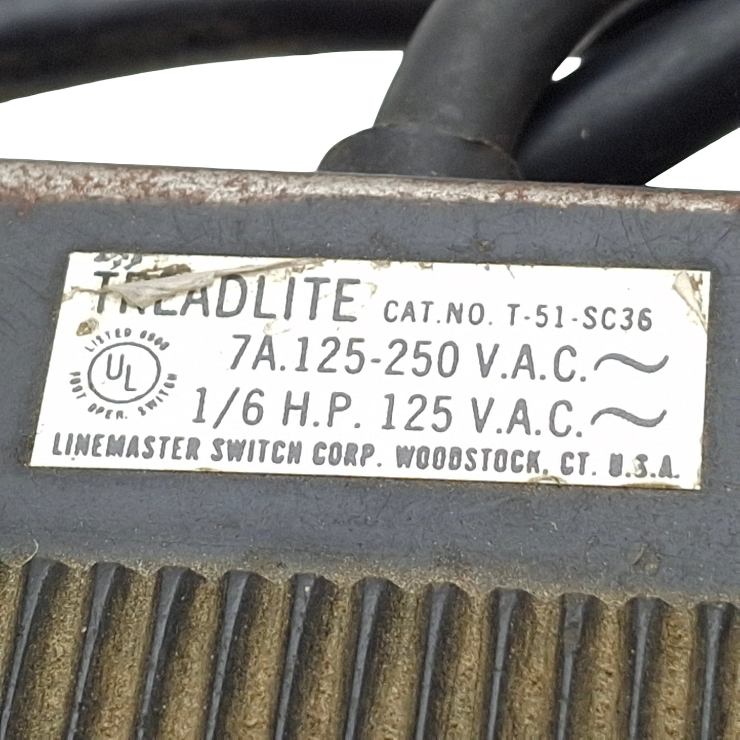 Used Linemaster T-51-SC36 Treadlite II Momentary Foot Pedal Switch, SPDT, 250VAC 15A